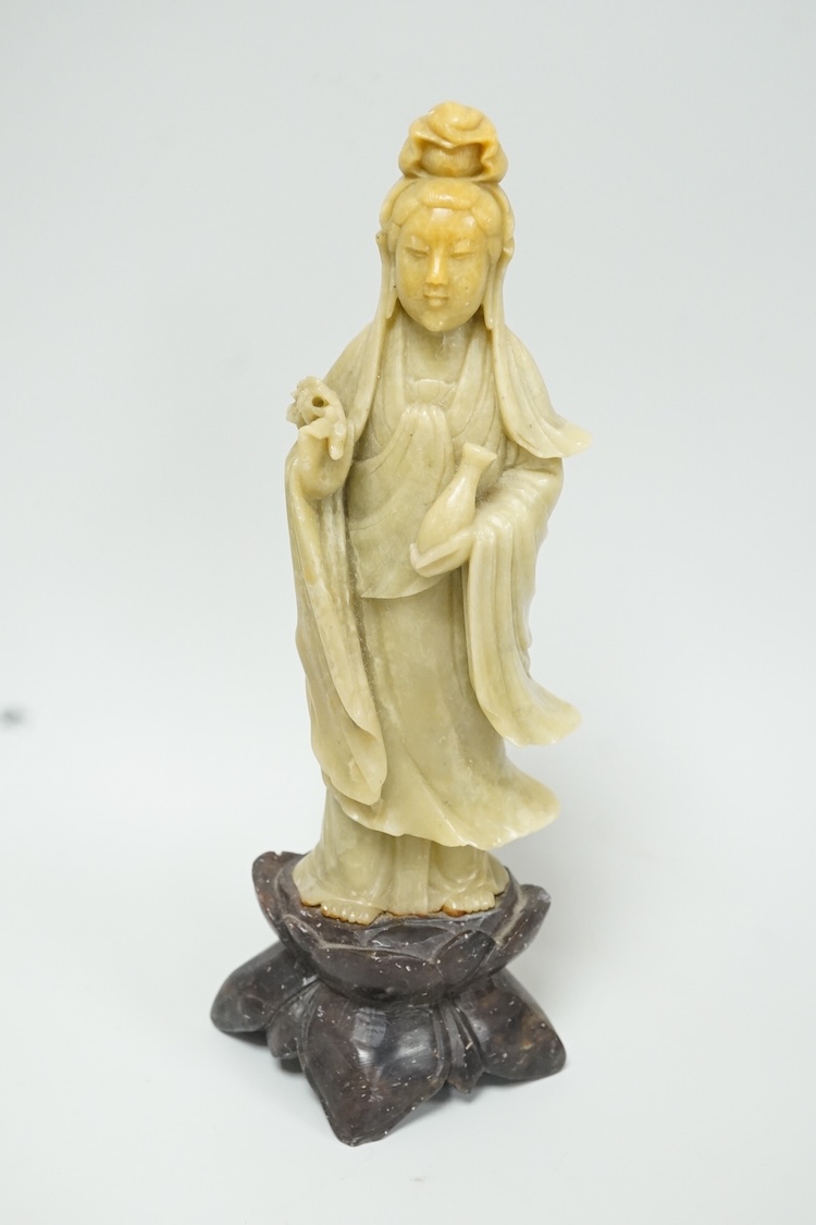 A collection of hardstone carvings, reclining figure 20cm